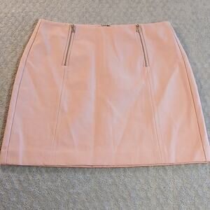LOFT Petites Pink Twill Mini Skirt High Rise Lined Zip/Zipper Accent Size 8P